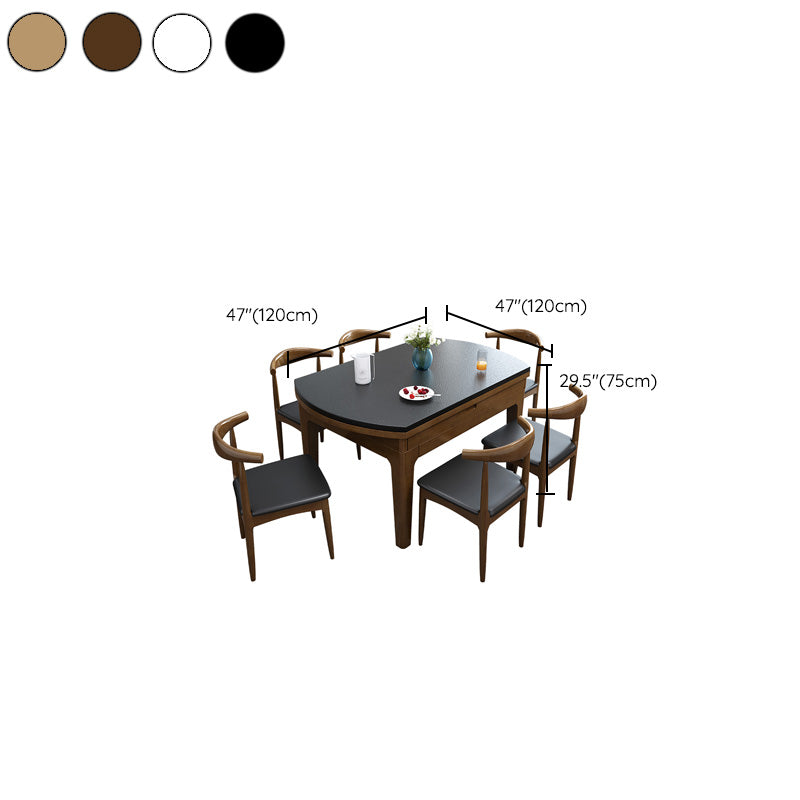 Modern Stone Scalable Dining Table Rubber Wood Legs for Dining Room