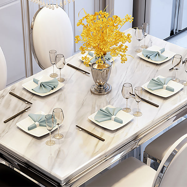 4 Legs Dining Table Victorian Style Rectangle Marble Dinette Table