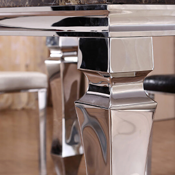 4 Legs Dining Table Victorian Style Rectangle Marble Dinette Table