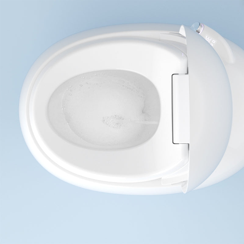 Contemporary Floor Mount Bidet Round White Foot Sensor Heated Seat Dryer