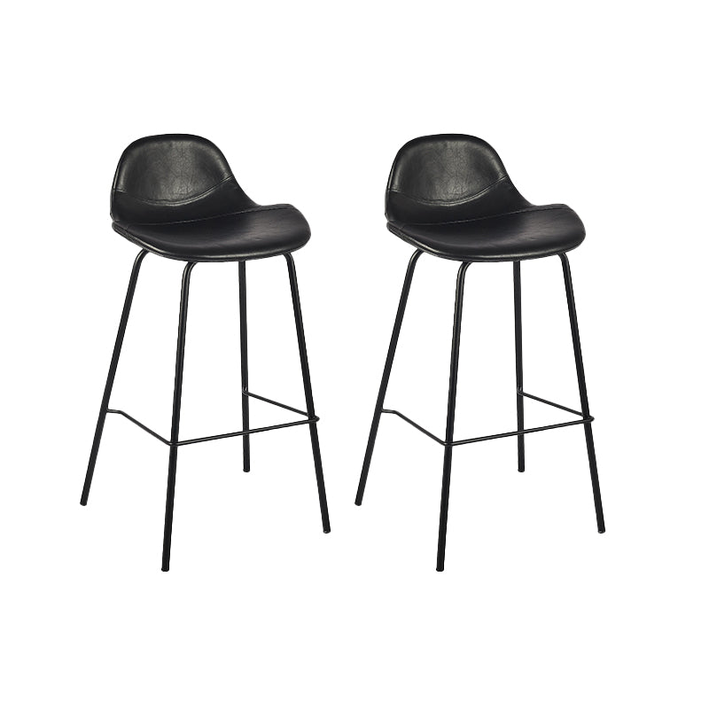 Modern Faux Leather Counter Stool Low Back Barstool with Metal Legs