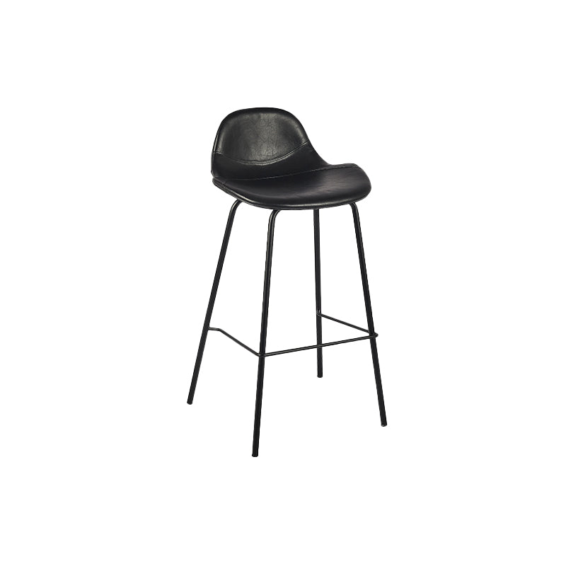 Modern Faux Leather Counter Stool Low Back Barstool with Metal Legs