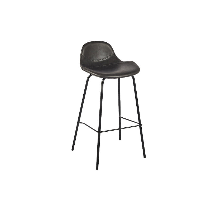 Modern Faux Leather Counter Stool Low Back Barstool with Metal Legs