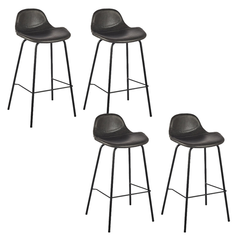 Modern Faux Leather Counter Stool Low Back Barstool with Metal Legs