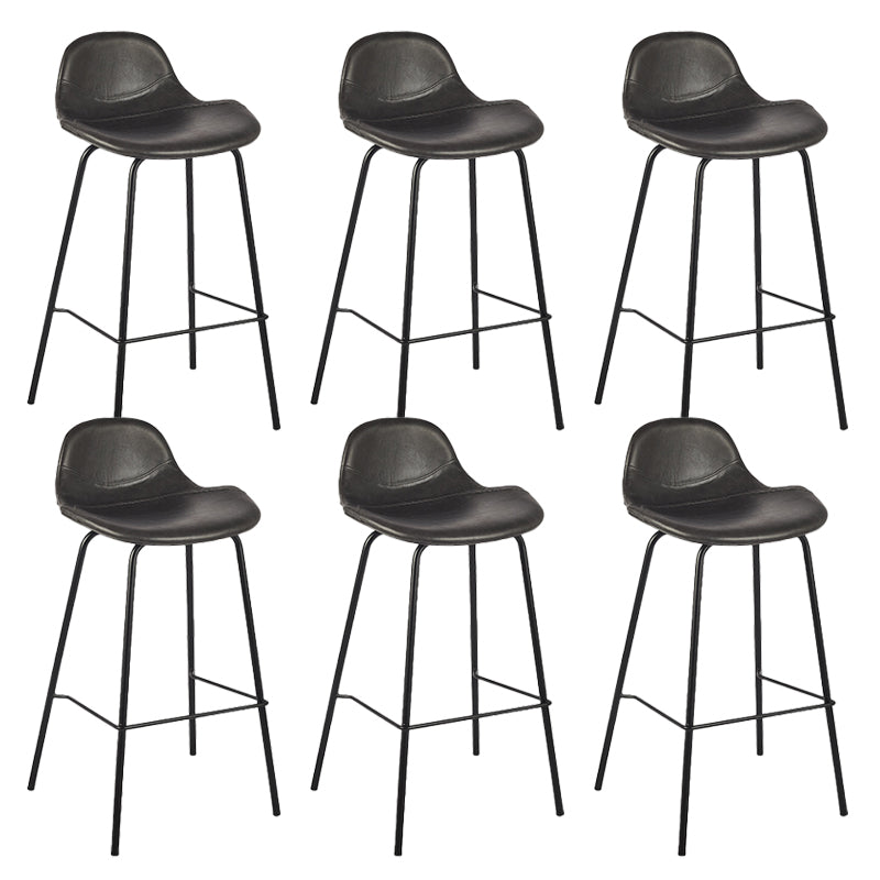 Modern Faux Leather Counter Stool Low Back Barstool with Metal Legs