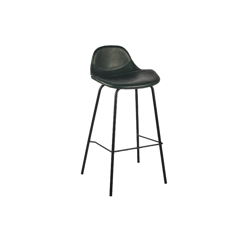 Modern Faux Leather Counter Stool Low Back Barstool with Metal Legs