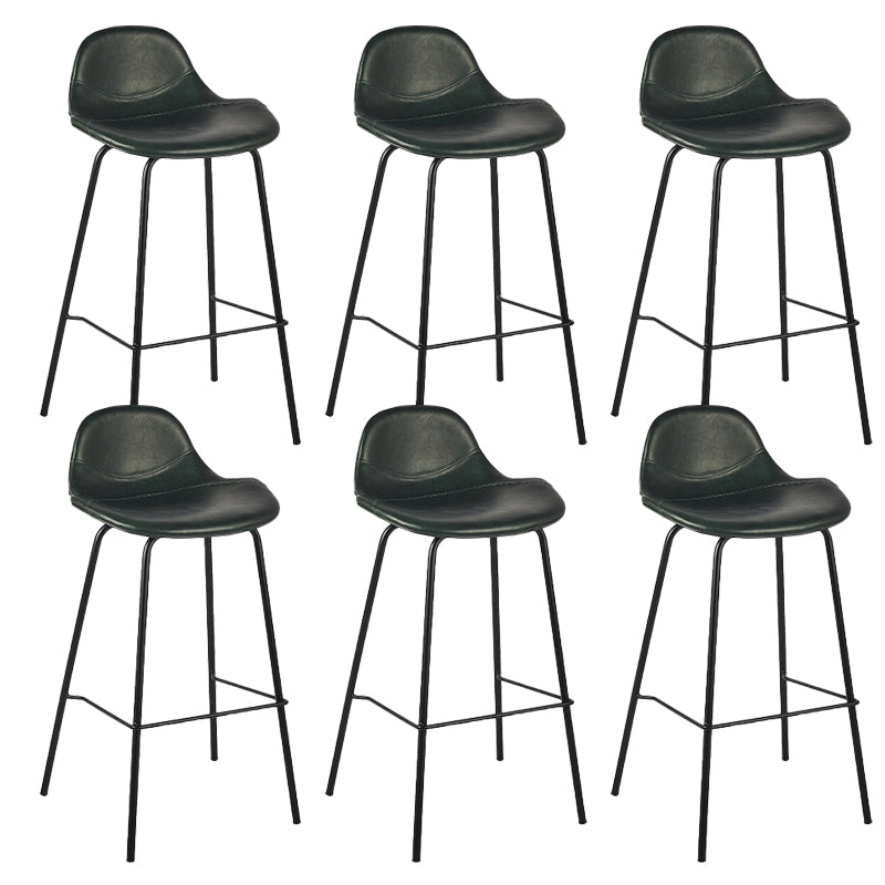 Modern Faux Leather Counter Stool Low Back Barstool with Metal Legs