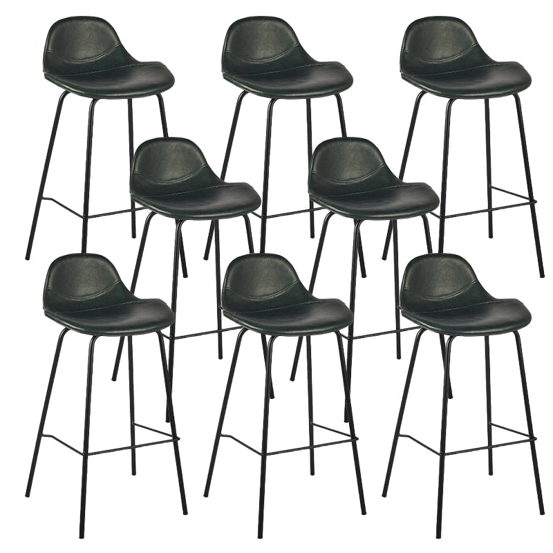 Modern Faux Leather Counter Stool Low Back Barstool with Metal Legs