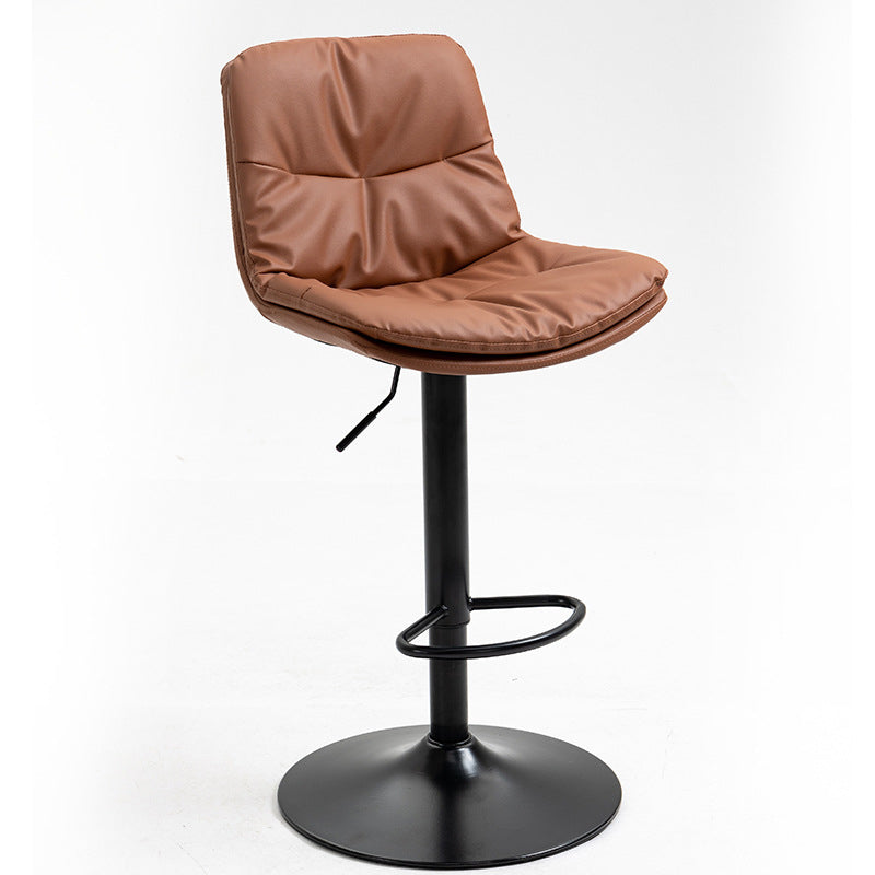 Modern Armless Rotatable Counter Stool Metal Cafe Bar Stool with Cushion and Pedal