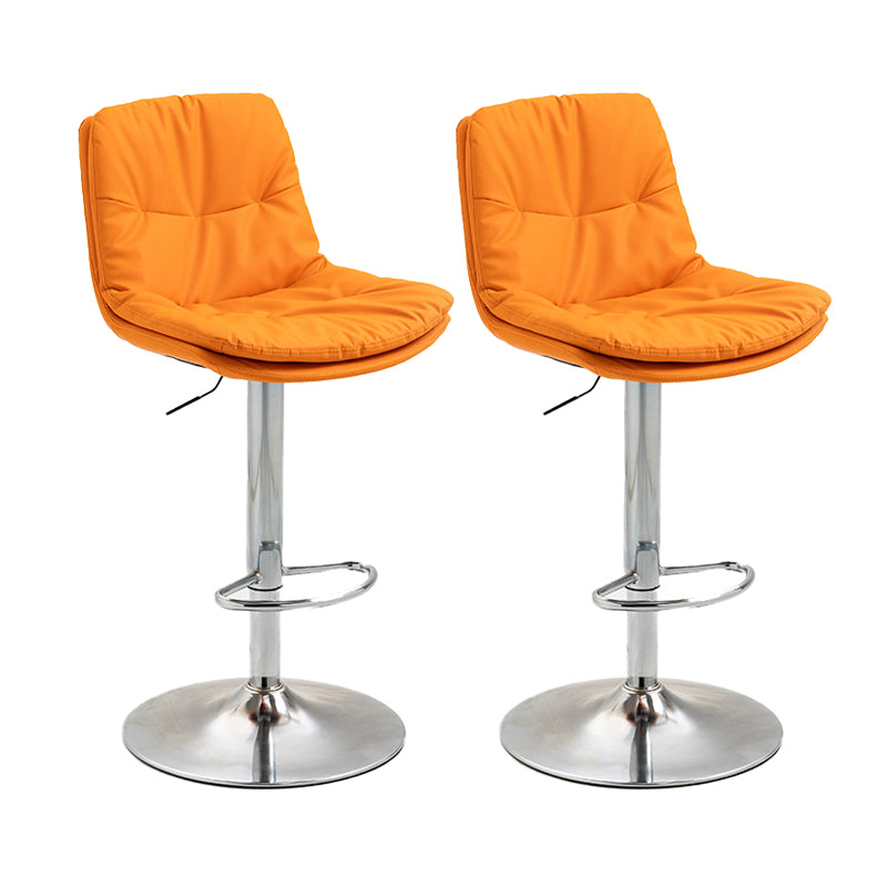 Modern Armless Rotatable Counter Stool Metal Cafe Bar Stool with Cushion and Pedal