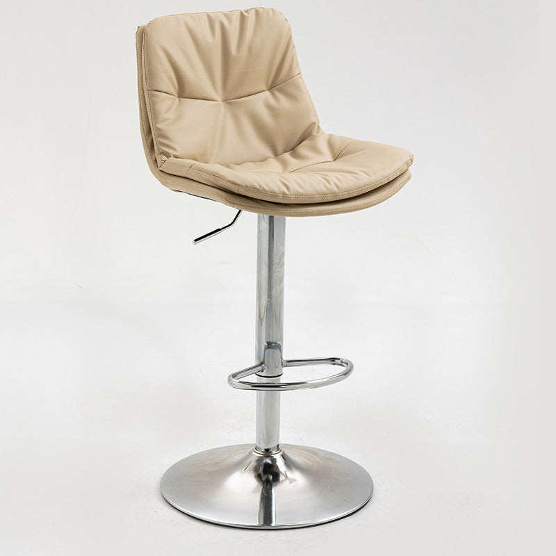Modern Armless Rotatable Counter Stool Metal Cafe Bar Stool with Cushion and Pedal