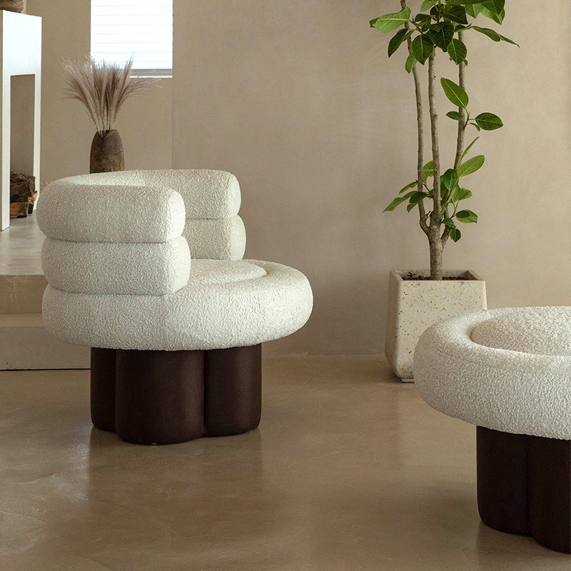 White Lounge Chair Arms Included Barrel Chair for Living Room