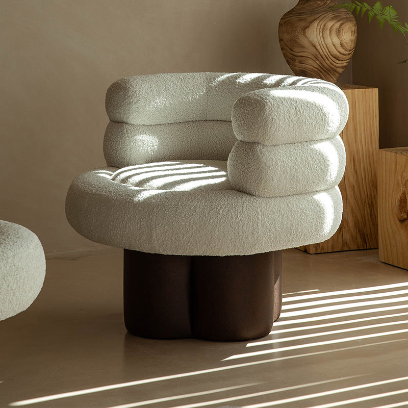 White Lounge Chair Arms Included Barrel Chair for Living Room