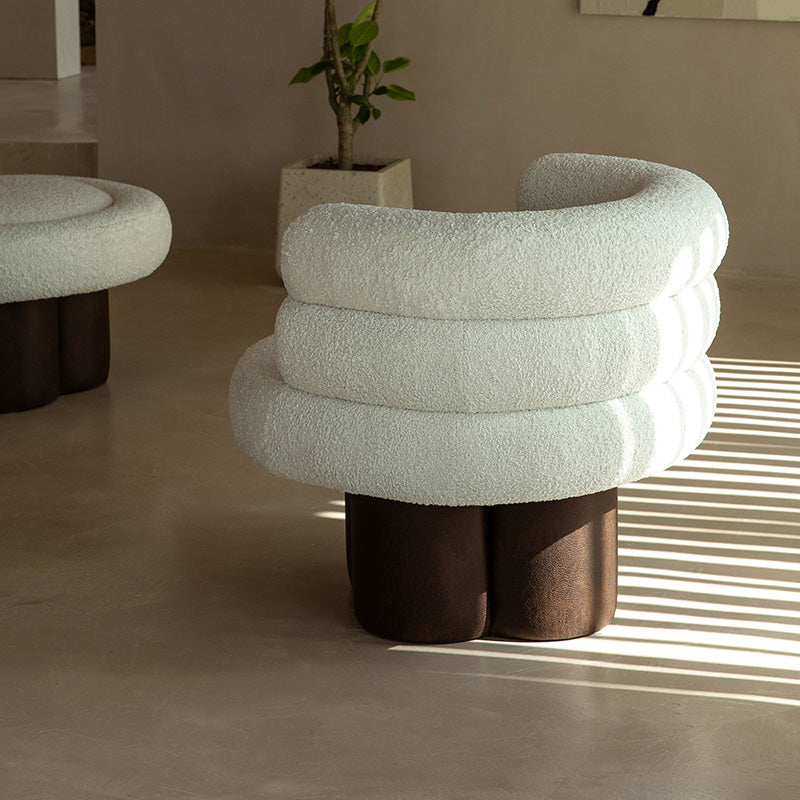 White Lounge Chair Arms Included Barrel Chair for Living Room