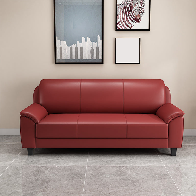 Contemporary Faux Leather Sofa Wood Frame Pillow Top Arm Sofa