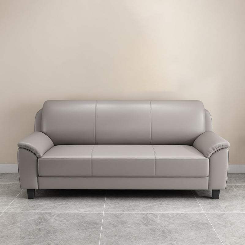 Contemporary Faux Leather Sofa Wood Frame Pillow Top Arm Sofa