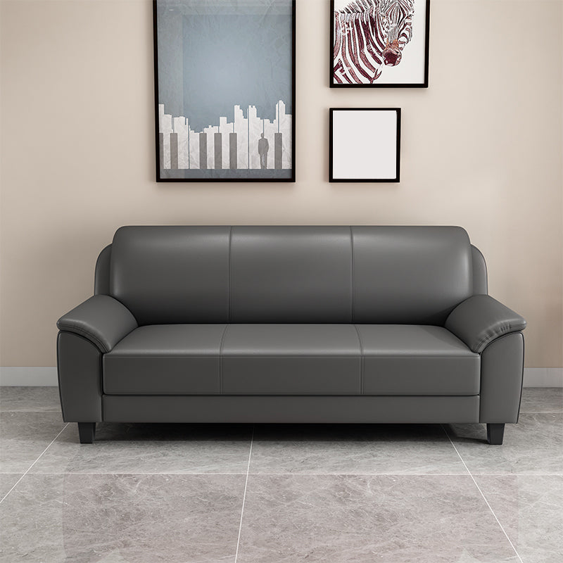 Contemporary Faux Leather Sofa Wood Frame Pillow Top Arm Sofa