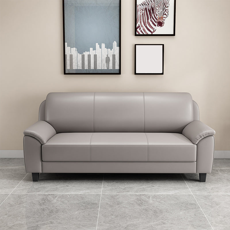 Contemporary Faux Leather Sofa Wood Frame Pillow Top Arm Sofa
