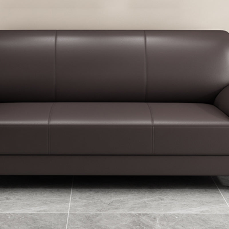 Contemporary Faux Leather Sofa Wood Frame Pillow Top Arm Sofa