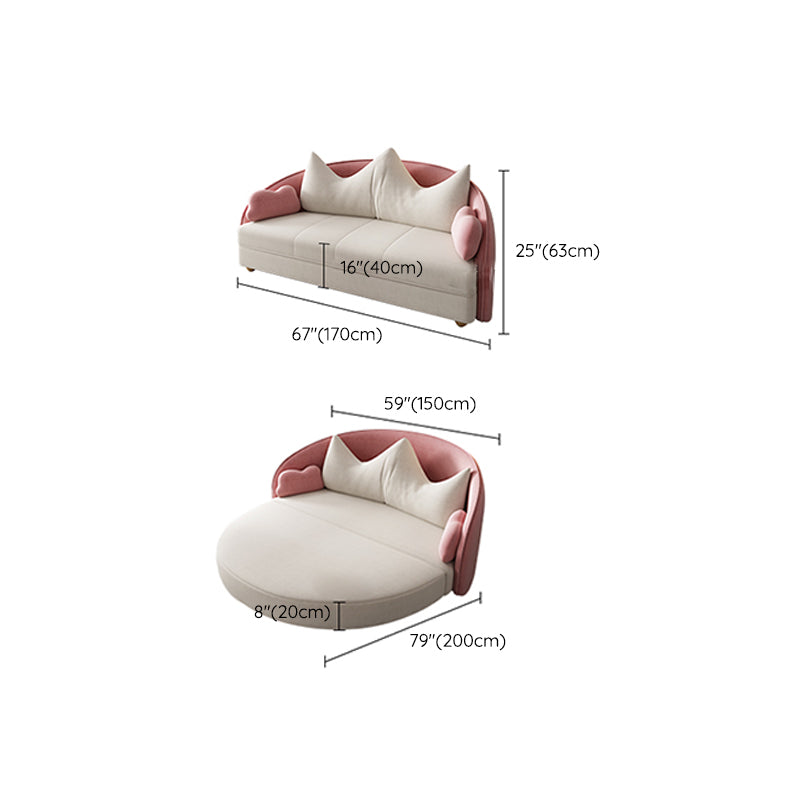 Foldable Glam Sofa Bed No Distressing Pink Pillow Back Sleeper Sofa
