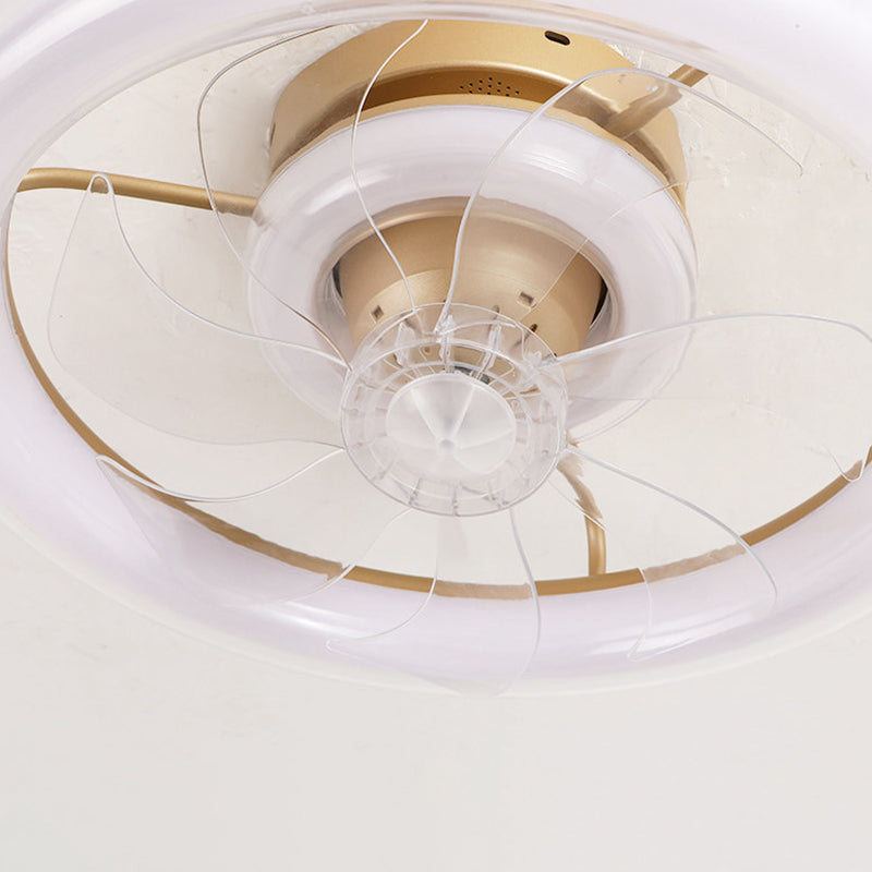 Metal Round Shape Ceiling Fans Modern Style 2 Lights Ceiling Fan Fixtures