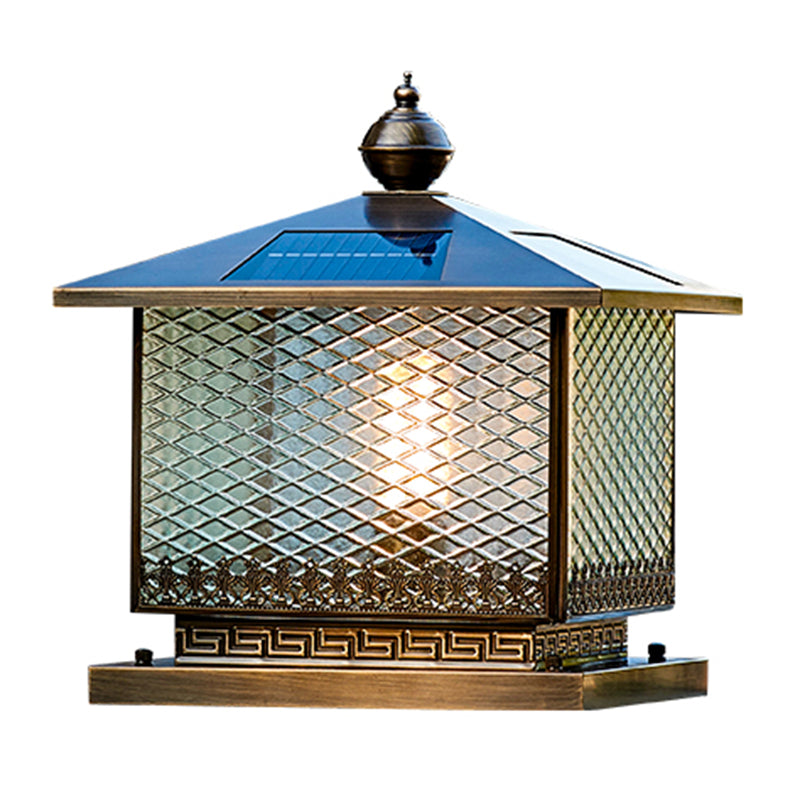 1-Light Solar Energy Pillar Lamp Square Outdoor Light for Garden