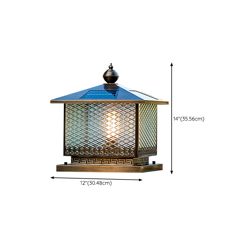 1-Light Solar Energy Pillar Lamp Square Outdoor Light for Garden