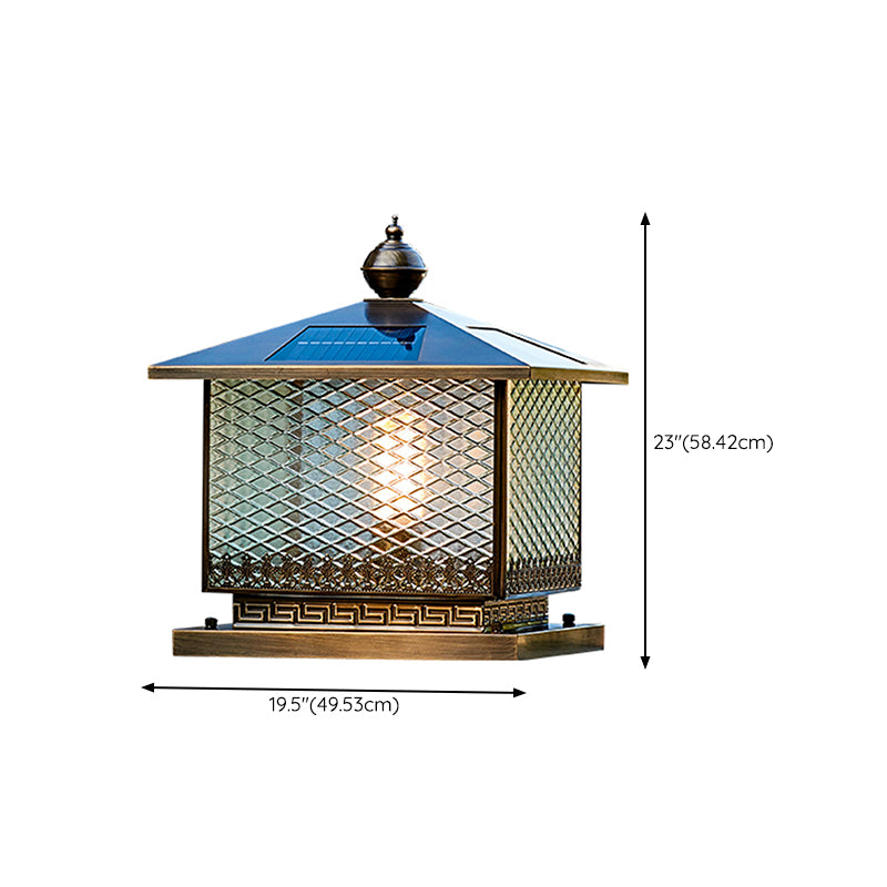 1-Light Solar Energy Pillar Lamp Square Outdoor Light for Garden