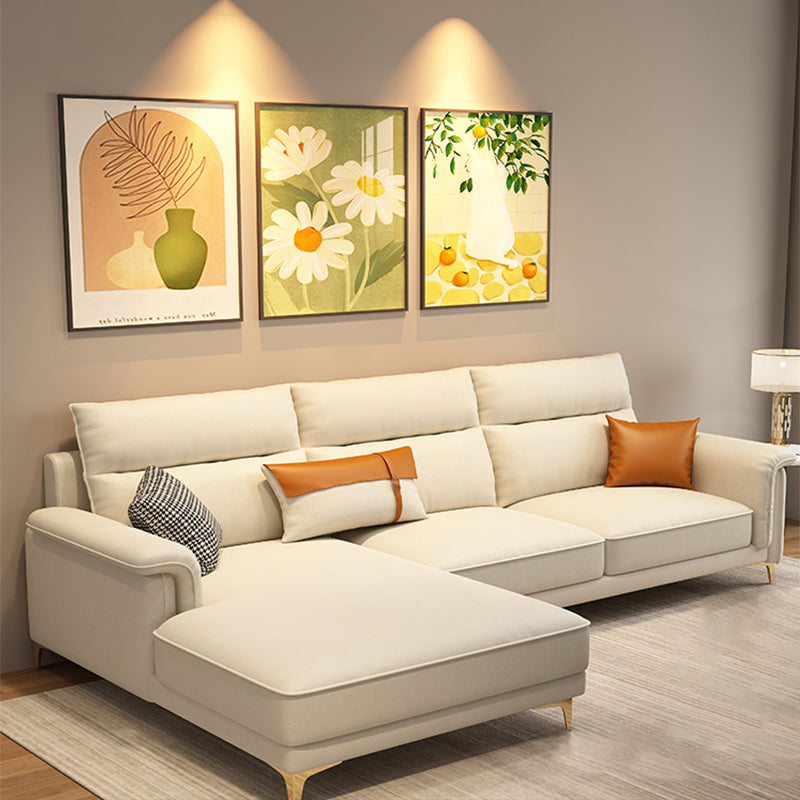 Glam Faux leather Sectionals Pillow Top Arm Sectional Sofa for Living Room