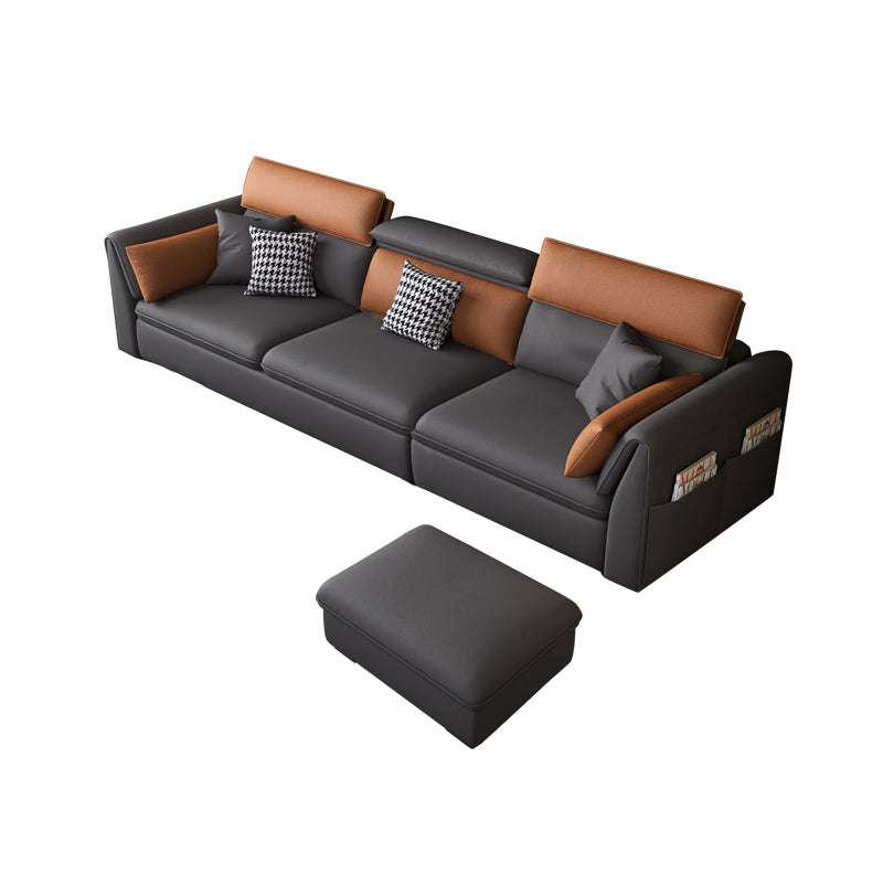 Modern Pillowed Back Cushions Sectional Grey Pillow Top Arm Chesterfield Sectional