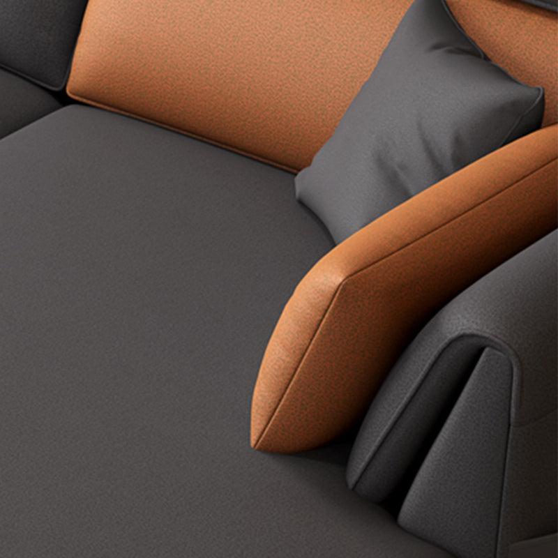 Modern Pillowed Back Cushions Sectional Grey Pillow Top Arm Chesterfield Sectional