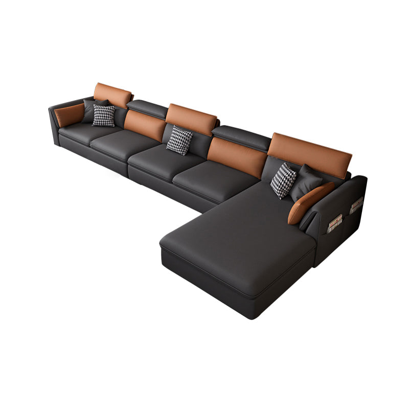 Modern Pillowed Back Cushions Sectional Grey Pillow Top Arm Chesterfield Sectional