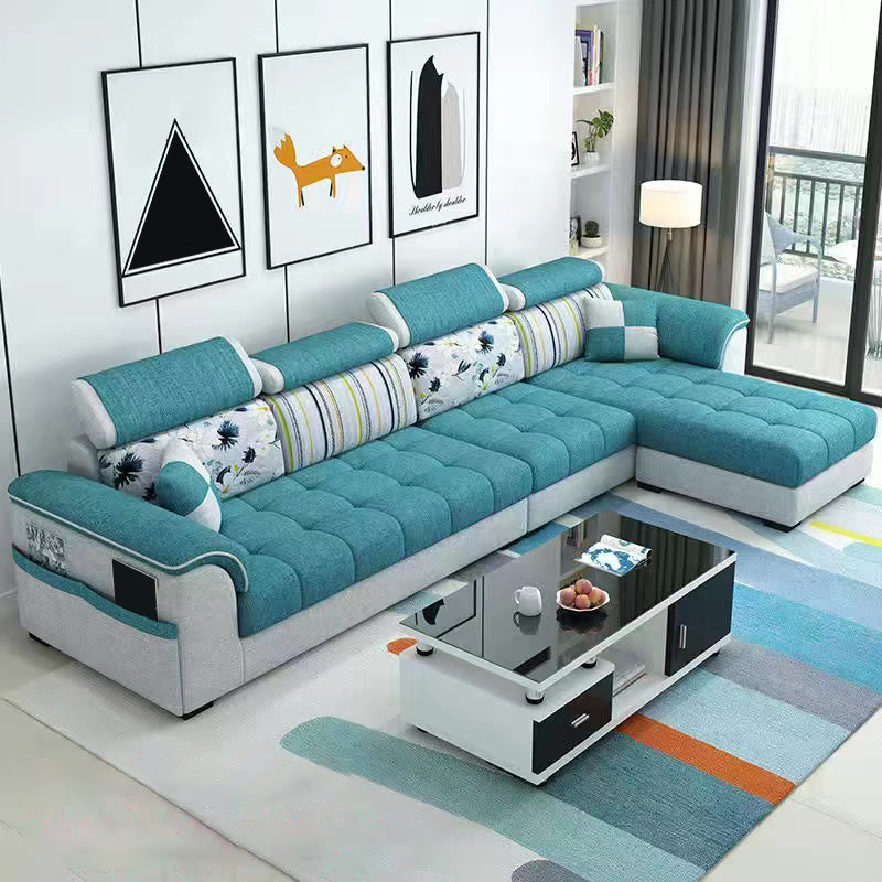 110" Pillow Top Arm Sectionals Contemporary Upholstered Sectional Sofa Set