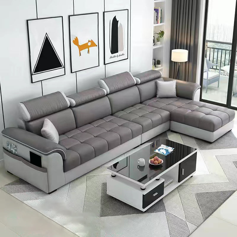 110" Pillow Top Arm Sectionals Contemporary Upholstered Sectional Sofa Set