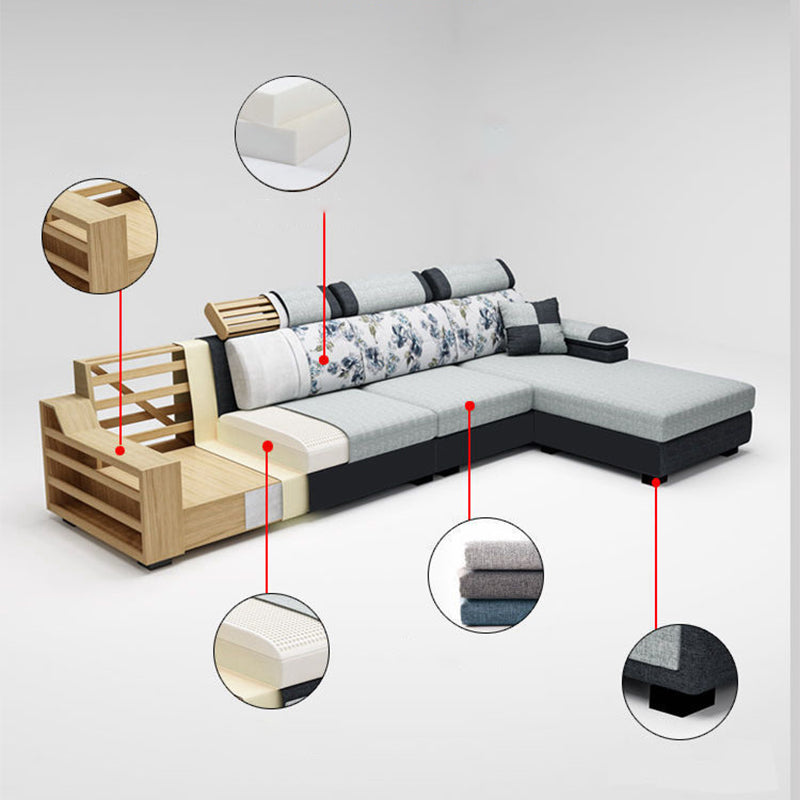 110" Pillow Top Arm Sectionals Contemporary Upholstered Sectional Sofa Set