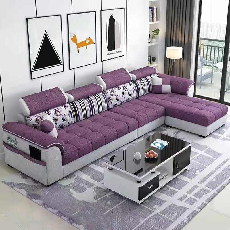 110" Pillow Top Arm Sectionals Contemporary Upholstered Sectional Sofa Set