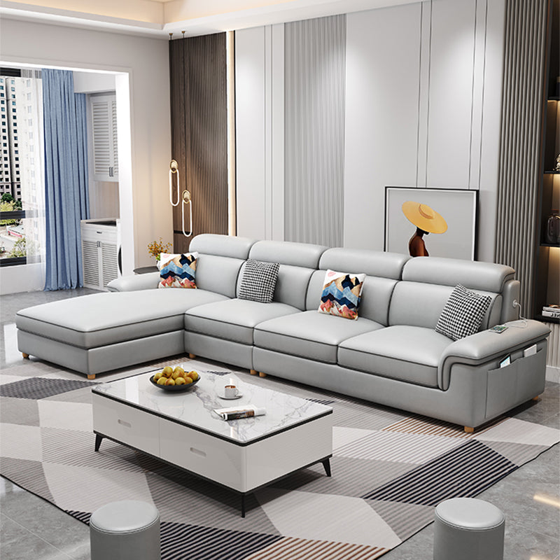 130.7" Pillow Top Arm Sectionals, Scandinavian Natural Leg Sectional Set