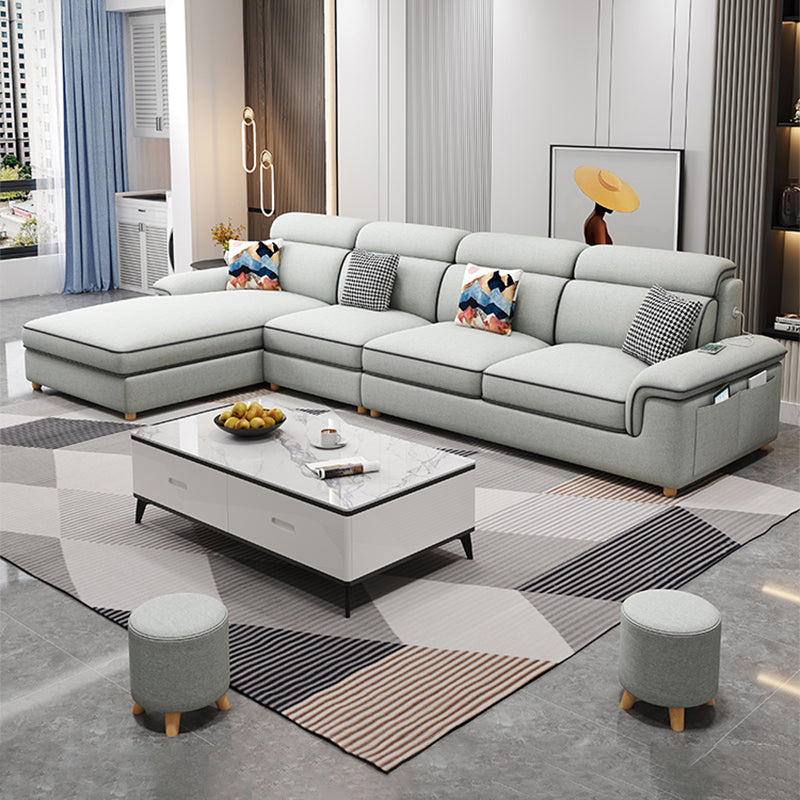 130.7" Pillow Top Arm Sectionals, Scandinavian Natural Leg Sectional Set