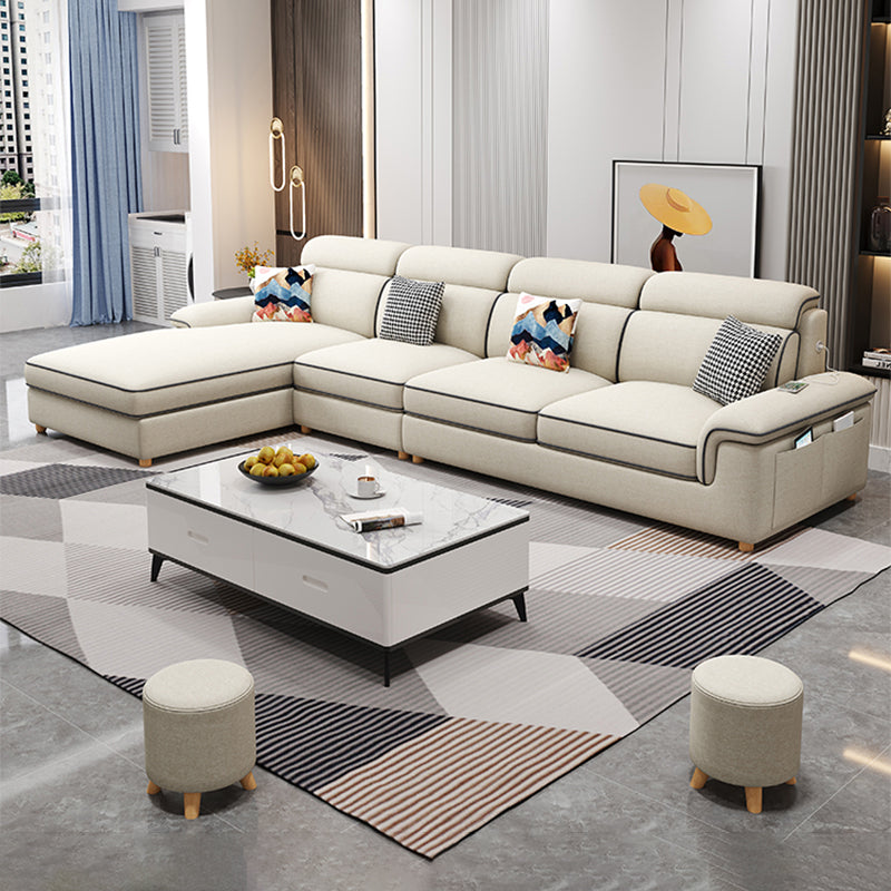 130.7" Pillow Top Arm Sectionals, Scandinavian Natural Leg Sectional Set