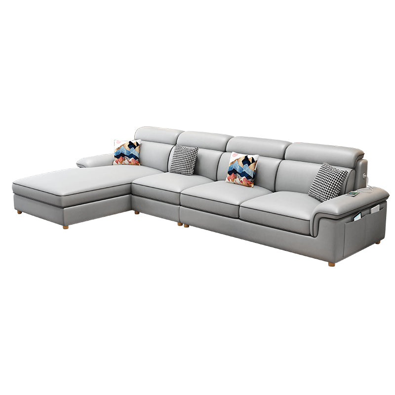 130.7" Pillow Top Arm Sectionals, Scandinavian Natural Leg Sectional Set