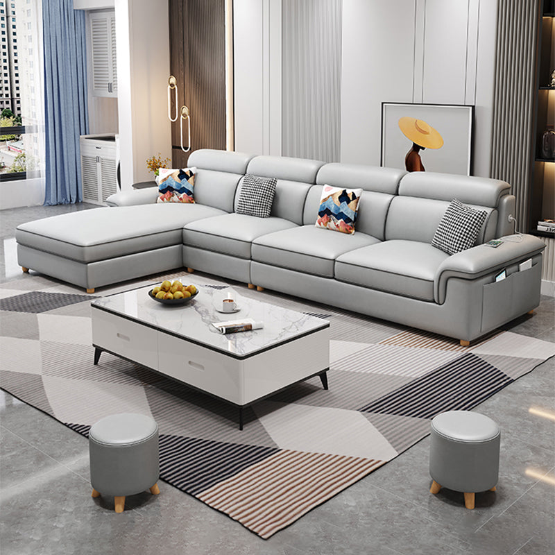 130.7" Pillow Top Arm Sectionals, Scandinavian Natural Leg Sectional Set