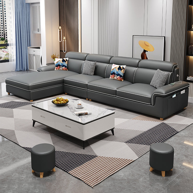 130.7" Pillow Top Arm Sectionals, Scandinavian Natural Leg Sectional Set