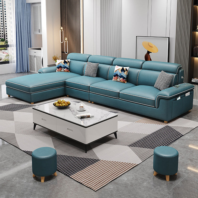 130.7" Pillow Top Arm Sectionals, Scandinavian Natural Leg Sectional Set