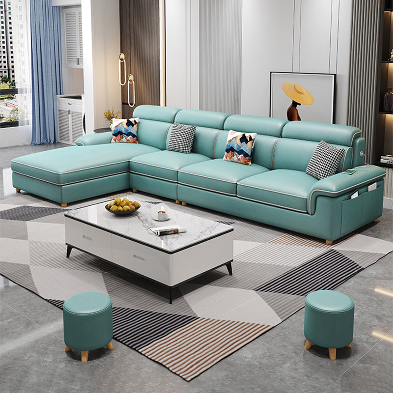 130.7" Pillow Top Arm Sectionals, Scandinavian Natural Leg Sectional Set