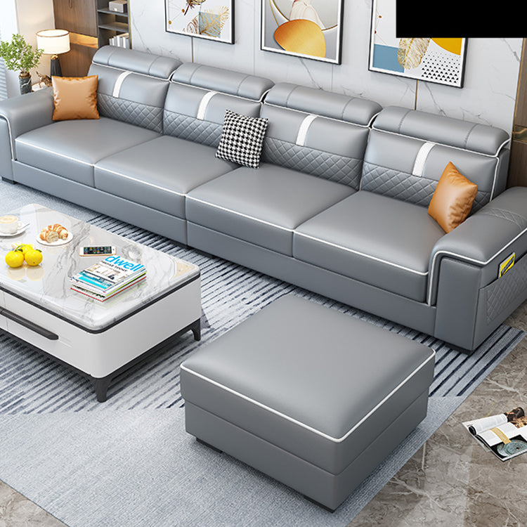 Pillow Top Arm Sofa 35.43" High Faux Leather Sofa Stain Resistant