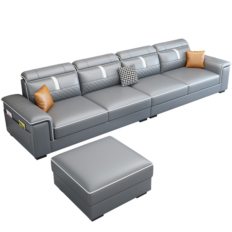 Pillow Top Arm Sofa 35.43" High Faux Leather Sofa Stain Resistant