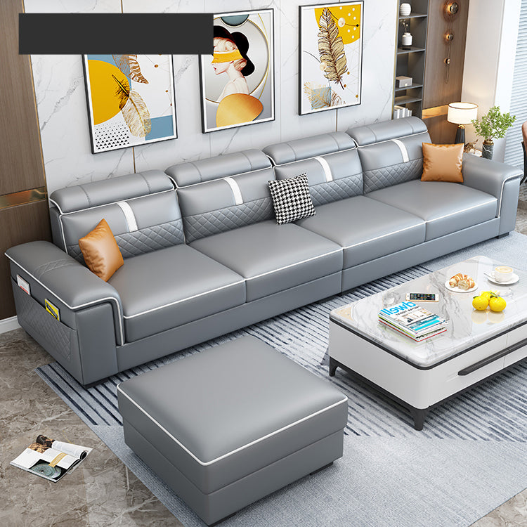 Pillow Top Arm Sofa 35.43" High Faux Leather Sofa Stain Resistant