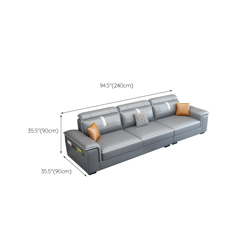 Pillow Top Arm Sofa 35.43" High Faux Leather Sofa Stain Resistant