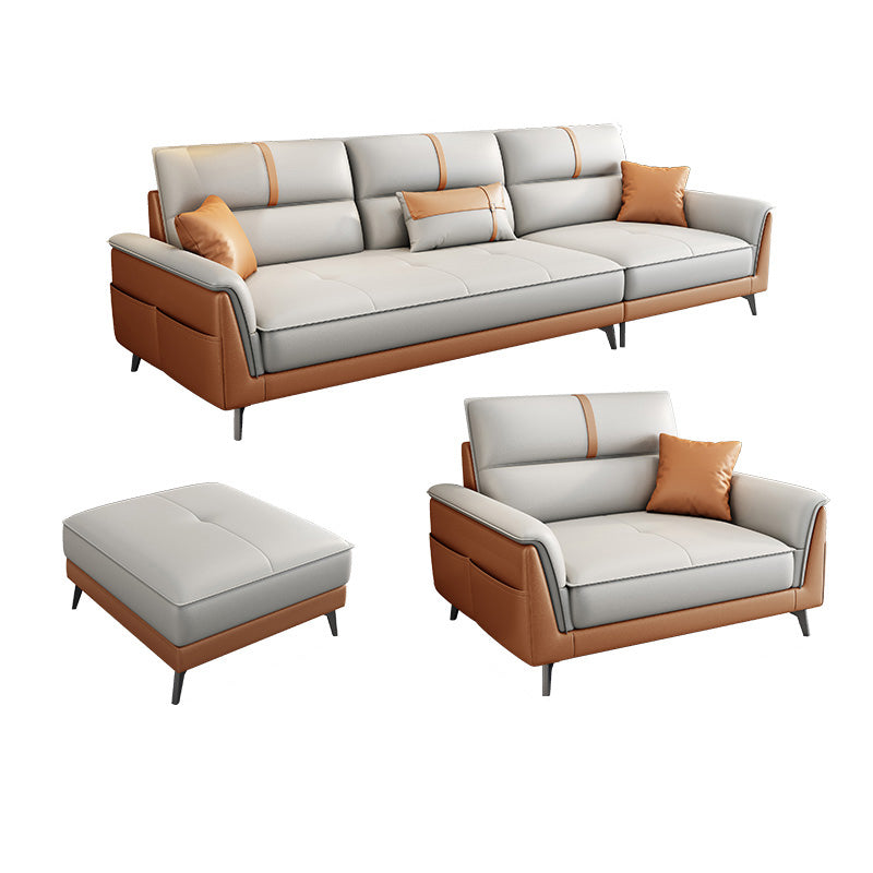 Pillow Top Arm Sofa 35.43" High Faux Leather Sofa for Living Room