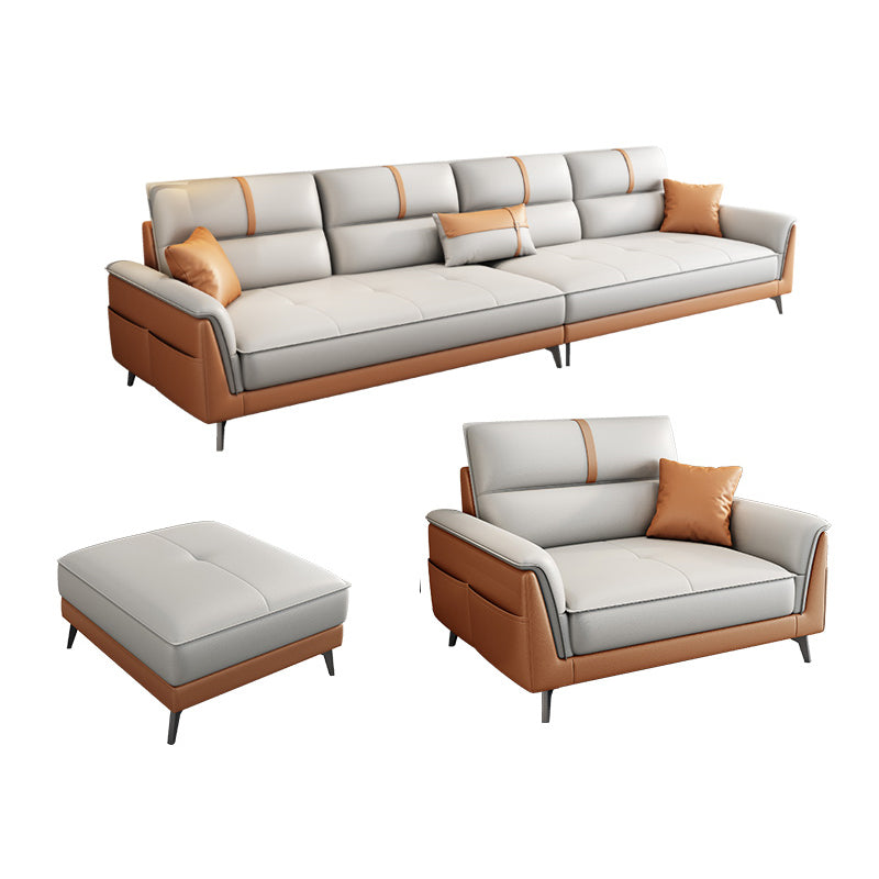 Pillow Top Arm Sofa 35.43" High Faux Leather Sofa for Living Room
